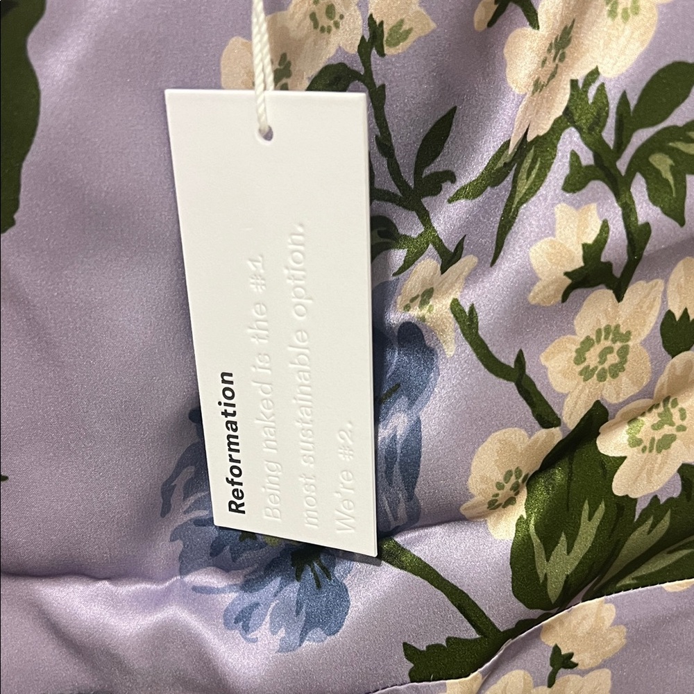Reformation Frankie 100% Silk Lavender Floral Print Maxi Dress - Picture 7 of 8